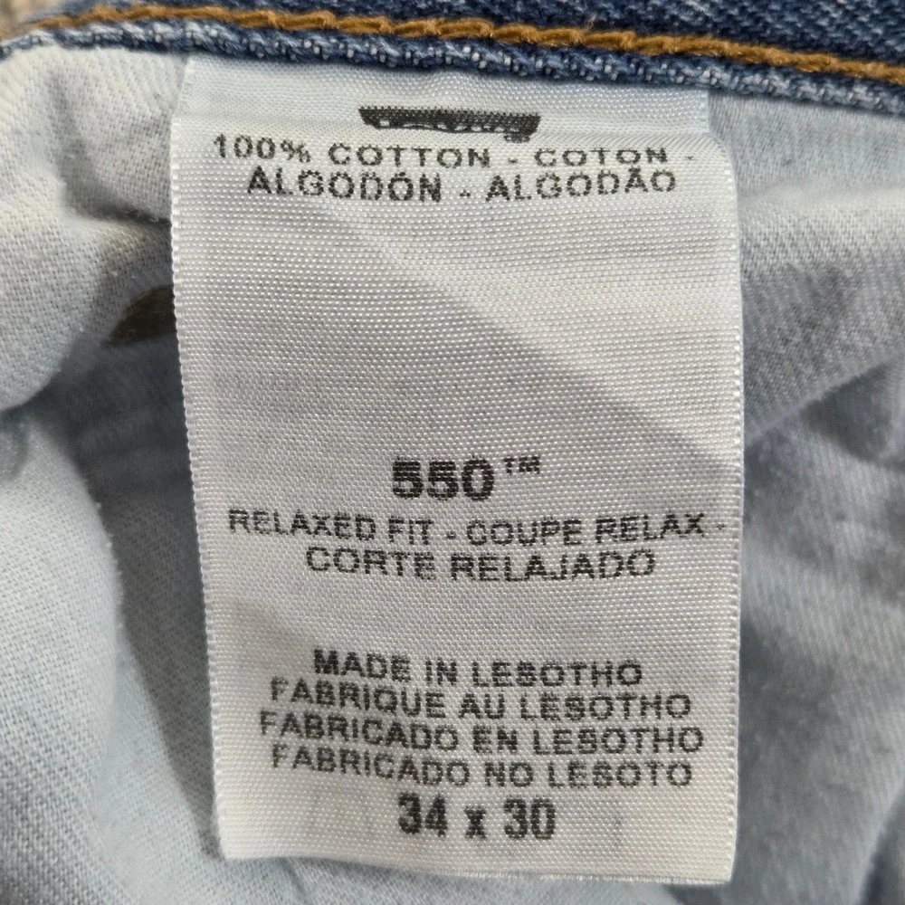 Vintage Levis 550 Relaxed Fit Blue Jeans Light Wash Denim Distressed Mens‎ 34x30